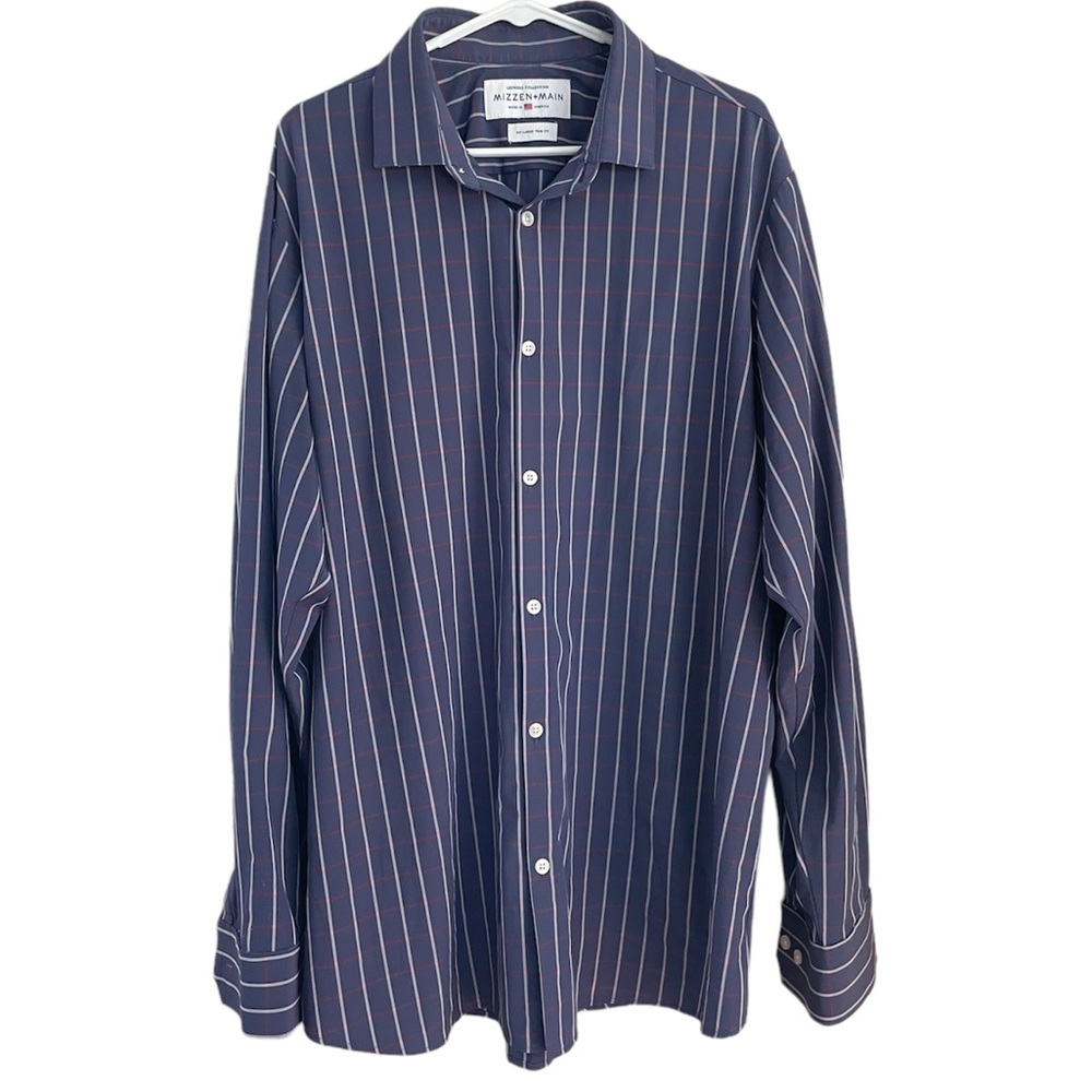 Mizzen + Main Leeward Collection XXL Trim Fit Blue Striped
